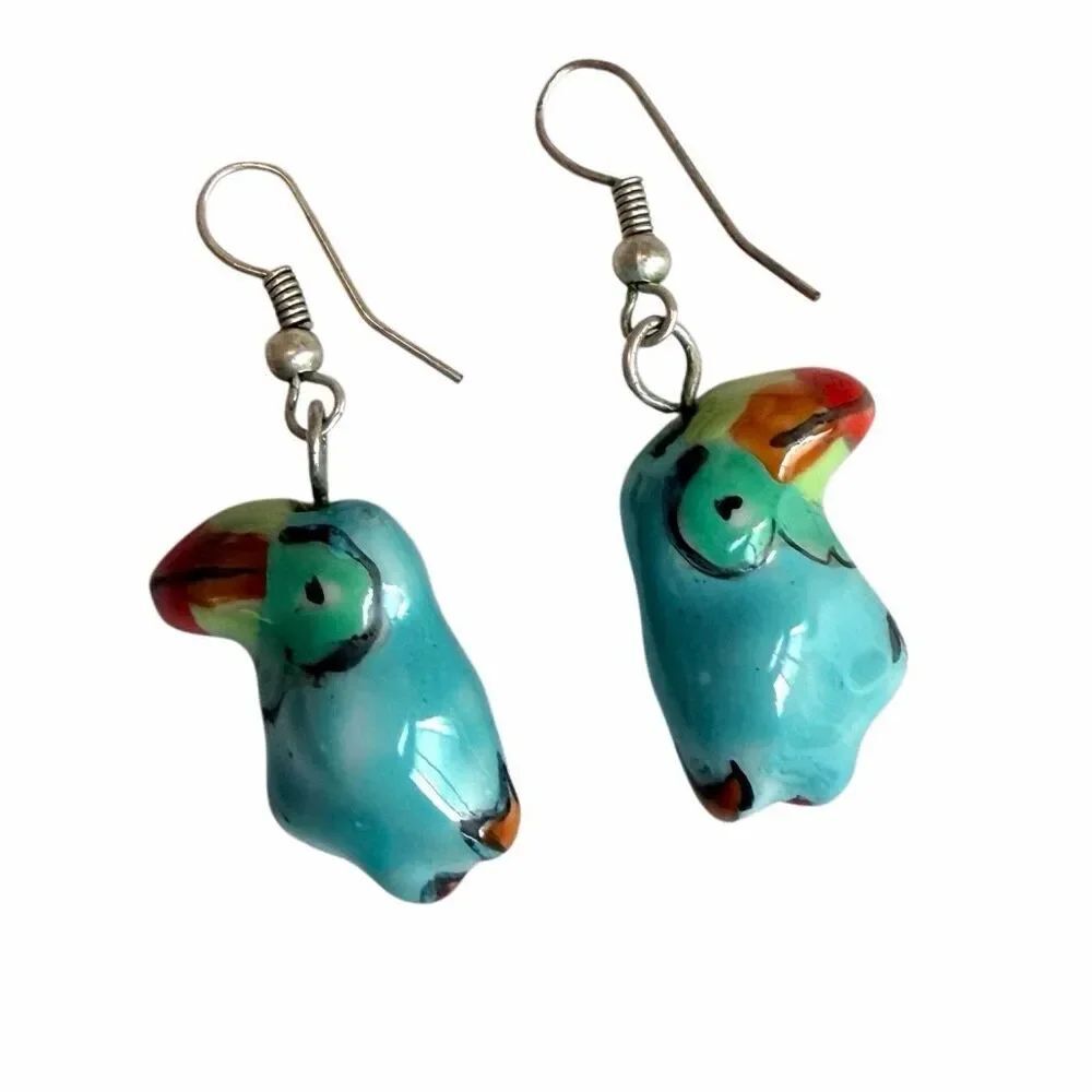 Handmade Ceramic Bird Earrings